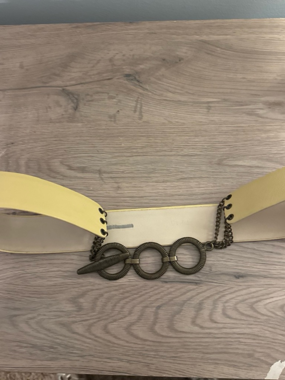 Worth Yellow Wide Belt with Antique Brass Link Clasp